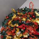 6FT Prelit Pop up Christmas Tree, Pre-lit Collapsible Red Christmas Tinsel Tree with 150 LED Lights, Pull Up Collapsible Christmas Tree with 52 Ornaments for Indoor Outdoor Home Holiday.