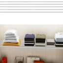 Expandable Closet Shelf Wall-Mounted Metal Storage Rack Adjustable Closet Rod DIY Divider Separator Space Saving for Cabinet Wardrobe Cupboard Kitchen Pantry Cupboard, 45.8-56.5 Inches