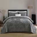 Velvet Bedspread Quilt Bedding Sets,Luxury Elegant Ultra Soft Velvet Comforters Coverlet Blankets,Weave Stitching Pattern Cotton Quilted Bedspread for All Seasons,Grey,King Size | Breathable material, Luxury soft velvet, cotton, Soft and durable, All seasons (King (96by108 inch))
