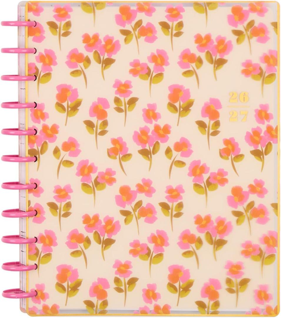Happy Planner Disc-Bound Planner July 2026June 2027, Includes 3 Extra Months and 2 Sticker Sheets, Big Size, 8.5" x 11", Horizontal Layout, Sunshine Blooms