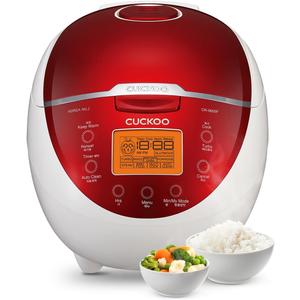 Cuckoo CR-0655F Rice Cooker & Warmer, 6 cups, LCD Display 11-Menu Options - White, Turbo, Mixed, and Brown/GABA Rice, Porridge, Steam Multi Cook, My Mode, 16-Various Cooking Methods, Sm, Red/White