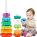 Baby Spinning Stacking Toys for Toddlers 1-3, Spinner Ring Stacker, Montessori Toys for Babies 6-12-18 Months, Autism Sensory Learning Toy, 1 2 3 Year Old Girl or Boy Christmas Birthday Gifts