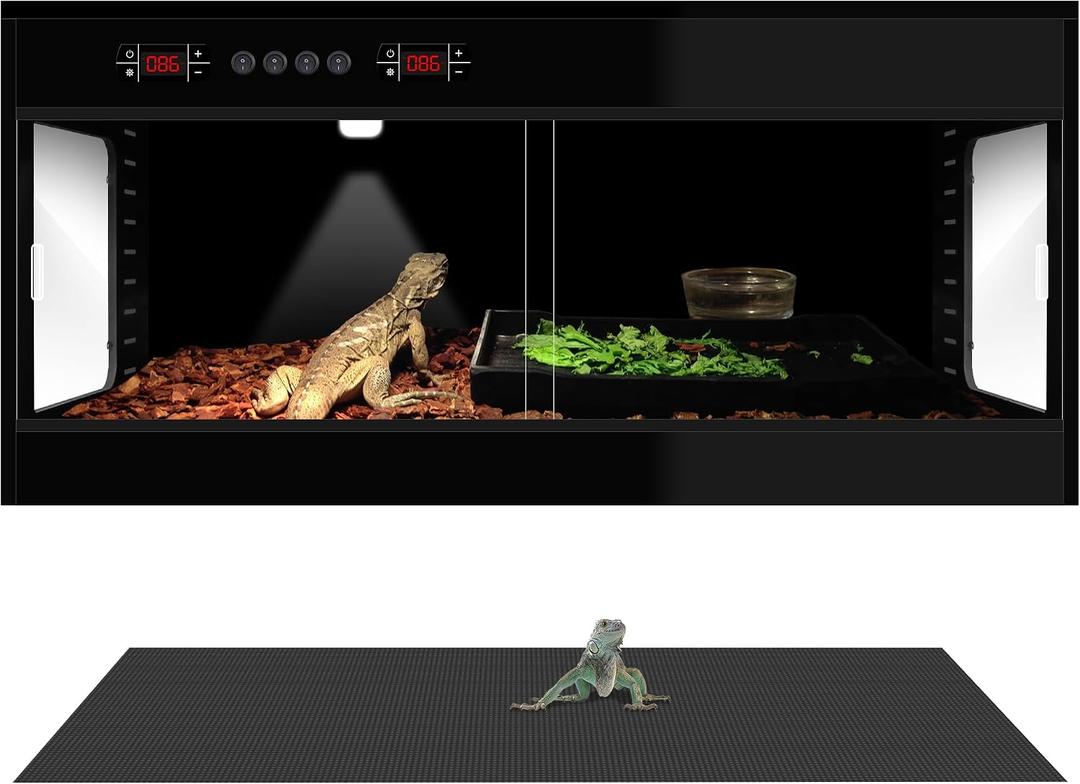 Extra Large PVC Reptile Terrarium-120 Gallon Reptile Tank with Intelligent Thermostat, Front Opening Bearded Dragon Tank Enclosure 47"x24"x24" with Carpet Mat and Sliding Door Handle for Snake Gecko