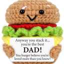 3 x Mini Dad Gifts for Birthday from Daughter Son Wife Positive Crochet Burger