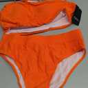 YACUN Women's High Waisted Bikini Swimsuit Two Piece Strapless Bandeau Cheeky Bathing Suits, L