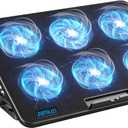 AIMIUZI Laptop Cooling Pad, Gaming Laptop Cooler with 6 Quiet Fans, Laptop Fan Cooling Pad Fits 12-17 Inch Laptop, USB Port Powered, 7 Adjustable Height (Black)