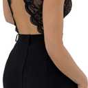 SweatyRocks Women's Sexy Floral Lace Trim Corset Bodysuit Backless Deep V Neck Bustier Tops Sheer Date Night Romper (Black, L)