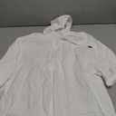 Men's Cotton Linen Shirts Short Sleeve Casual Button Down Hoodies Summer Hawaiian Beach Top with Drawstring (White, XL)