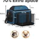 FUKUMARU Expandable Pet Carrier for Cat, 18x11x11 Large Cat Carrier Soft, Collapsible Airline Approved Dog Carrier, Ventilate Cat Travel Carrier with Durable Mesh, Escape-Proof Small Dog Carrier, Blue