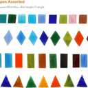 Lanyani 1050 Pieces Mixed Shapes Glass Mosaic Tiles for Crafts, Colorful Stained Glass Pieces for Mosaic Projects