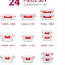 FineDine 24 Piece Glass Storage Containers with Lids - Leak Proof, Dishwasher Safe Glass Food Storage Containers for Meal Prep or Leftovers, Red