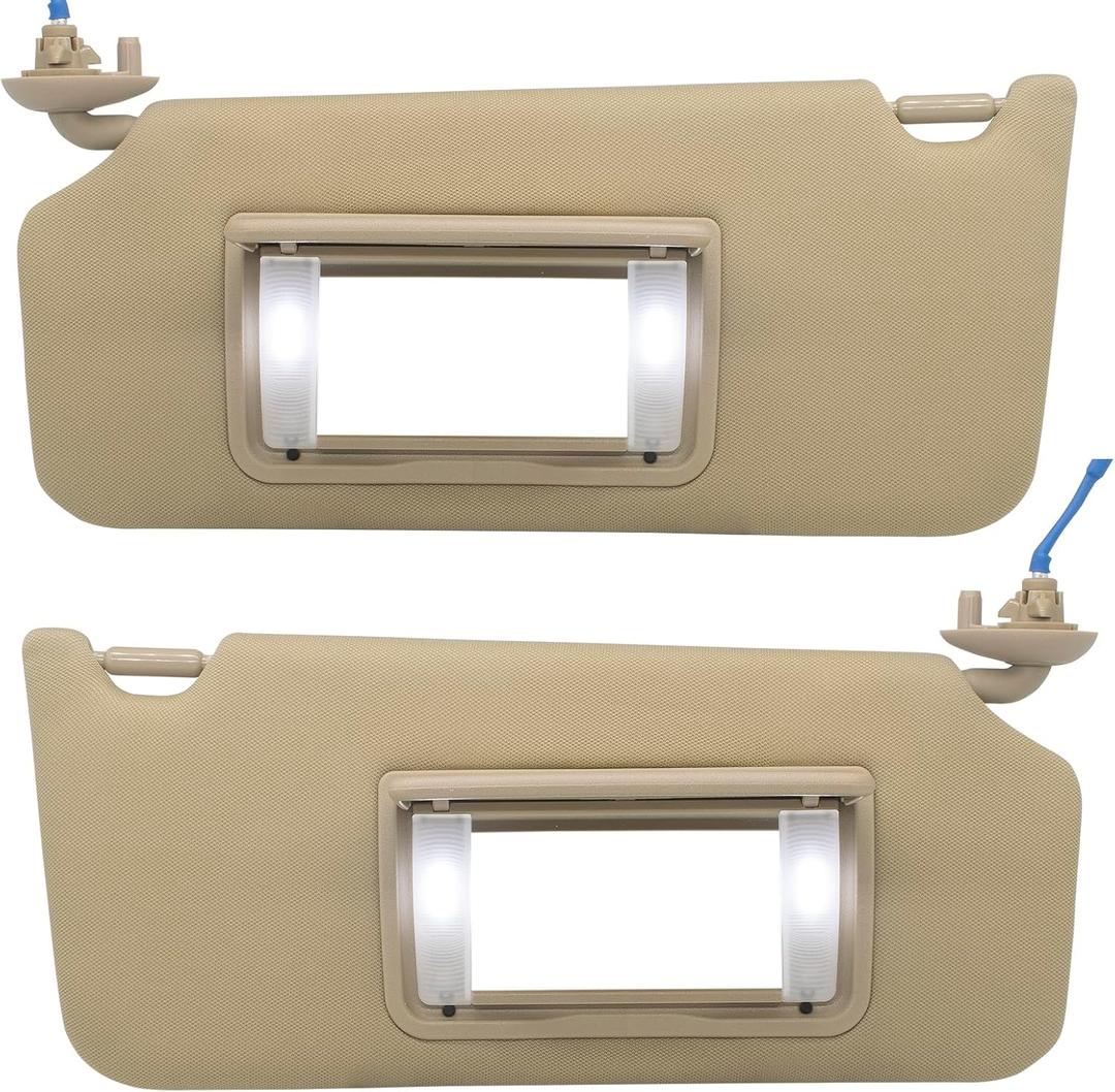 Driver Left & Passenger Right Side Sun Visor Replacement Compatible with Honda Accord 2008 2009 2010 2011 2012 2013 2014 2015 2016 with LED Light Replaces# 83280-TA0-A91ZB 83280TA0A91ZB