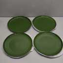 GZG Ceramic Dinner Salad Plates Set of 4, 8 Inch Speckled Dinnerware Dessert Plates with Clay-Tone Base, Microwave Oven Dishwasher Safe (Verdant Green)