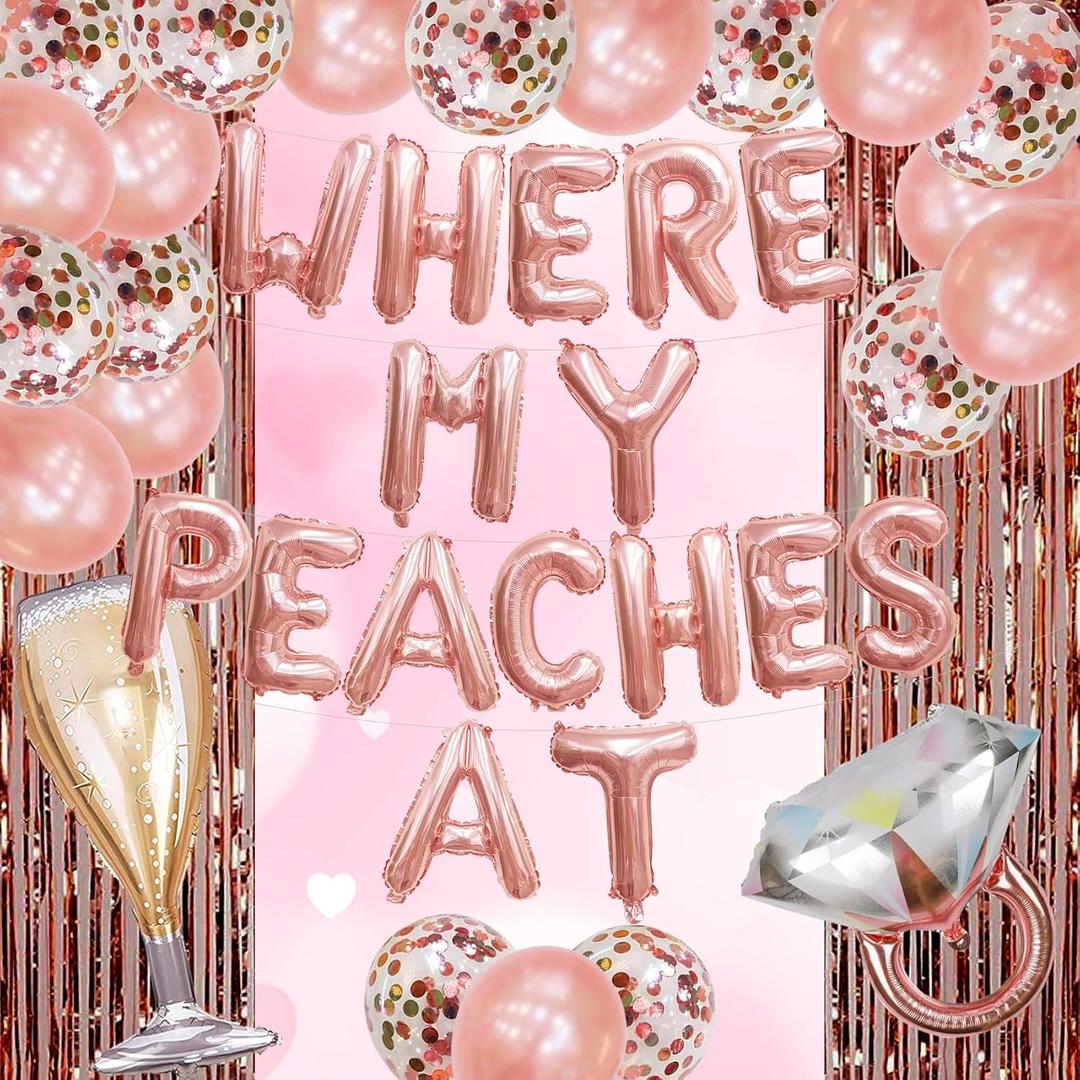 Bachelorette Party Decorations Supplies Bridal Shower Decor Bride Balloons Rose Gold Bachelorette Decorations Bride To Be Bachelorette Balloons Where My Peaches At Bachlorette Party Naughty