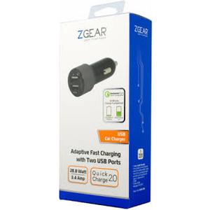 ZGEAR Adaptive Fast Car Charger With USB-A USB C Ports