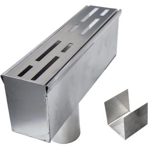 Pool Deck Drain Channel Accessories, End Cap with 1-5/ 8" Diameter Round Pipe Bottom Outlet & 1 Connectors for 2" Wide SXSJMY Pool Drains/ Mini Water Drainage Channel