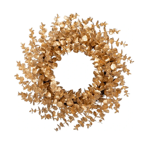 Briful 20 inches Gold Eucalyptus Wreath Christmas Front Door Wreath for Home Room Office Wall Kitchen Mantle Indoor/Outdoor Xmas Decoration