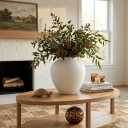 Flower Vase for Home Decor, 11.4" Large Decorative Metal Vase for Pampas Grass, Modern Rustic Textured Iron Vase Centerpiece for Modern Farmhouse Table Living Room Entryway, Textured White