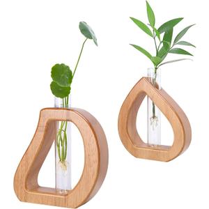 Plant Propagation Stations 2 PCS Propagation Wall Hanging Test Tubes for Plants Insite Glass Terrarium Home Office Decorations Vase Plant Holder (5.9IN)