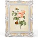 EXYGLO 5x7 Vintage Polystone Picture Frame, 5 by 7 Gold Ornate Antique Frame with Silver Trim, Retro Frame for Desktop or Wall Display, Horizontal/Vertical