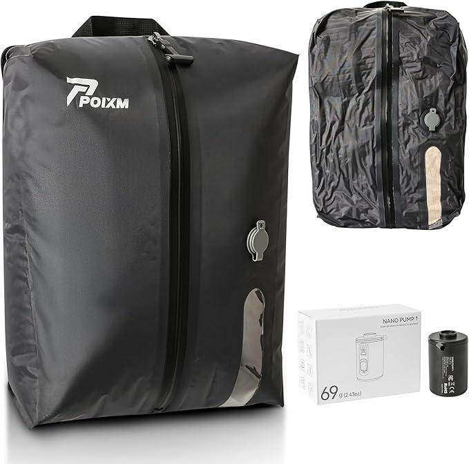 Vacuum Bags for Travel with Pump, Reusable Space Saver Bag, IP67 Waterproof Vacuum Packing Cubes for Travel Suitcases and Backpack (1PC + PUMP)