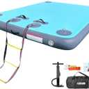 AWSUM Inflatable Floating Dock Air Dock Platform, 6ft/8ft Non-Slip Inflatable Water Mat Floating Island Raft for Lake Pool Beach Ocean (5  6  0.5ft, Mint Green/SilveryGray)