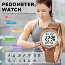 TIMEURE Women's Step Counter Pedometer Watch Crystal Stone, No App, No Charging Needed for Step, Calorie, Distance Tracking, Alarm, Countdown Timer, TU-2401 (Crystal Brown)