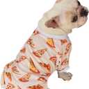 CuteBone Soft & Stretchy Dog Pajamas - Cozy Pet Jammies Breathable Jumpsuit for Small Dogs - All-Season Comfy Outfit Easy-On Pullover Design - Keeps Pets Warm & Comfortable P55S (Pizza) S