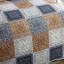NEWLAKE Quilt Bedspread Sets-Color Block Pattern Reversible Coverlet Set,King Size