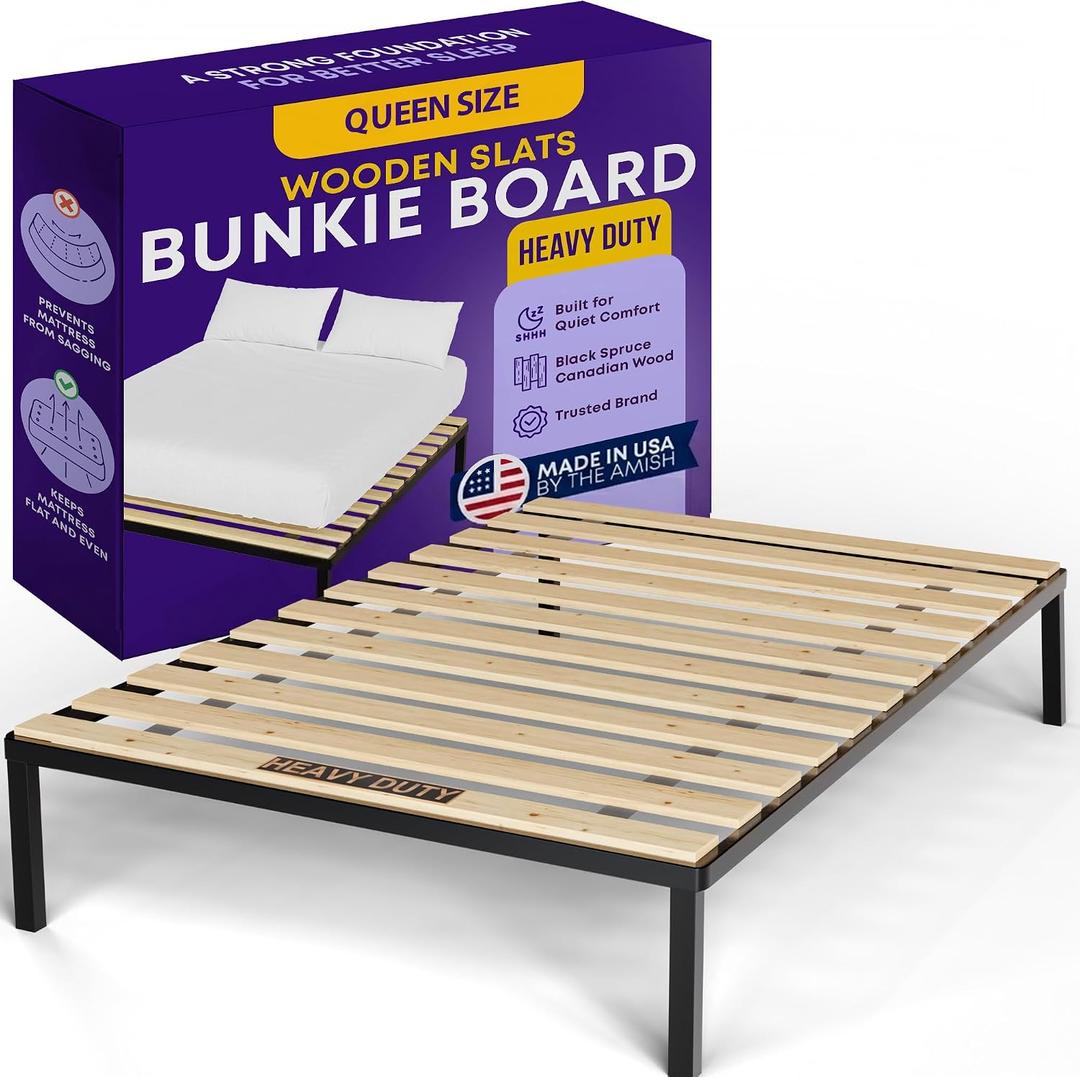 Greaton, Wooden Queen Bed Slats for Support Under Mattress Replacement Wood Slats for Queen Size Bed Frame Under Mattress Support Without Extra Height 3.38 Standard Width