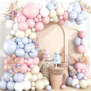 KUKUTrue® Purple Pink Balloon Garland Kit, 108 Pcs Pastel Balloon Arch, Pink Purple with Cream White and Light Grey for Women's Birthday Balloons, Baby Shower Decorations Girl, Bridal Party, Wedding