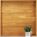 26 x 26 Inches Large Square Teak Wood Ottoman Tray with Handles, Serve Tea, Coffee Classic Wooden Decorative Serving Tray