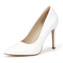 IDIFU White Heels for Women High Heels Pumps Closed Toe Stiletto Pointed Toe Dress Shoes Wedding Prom Bridal Daily Work Office Business Trendy Fashion Sexy Comfortable Dressy Shoes(White Pu 9 M US)
