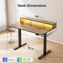 Klicelor Electric Standing Desk with Shelf, 48 Inch Height Adjustable Desk with Power Outlets & LED, Sit Stand Up Table with Monitor Stand, Computer Workstation for Home Office, Rustic Brown, 48 x 24 Inch with Shelf, Led and Power Strips