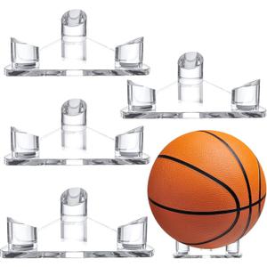 Sumind 3 Pack Acrylic Basketball Stand Holder Clear Sports Ball Storage Football Rack Display Stand for Basketball Football Volleyball Bowling Soccer Rugby Memorabilia Ball Display