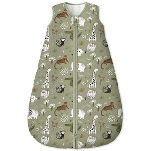 Yoofoss Baby Sleep Sack 18-24 Months, TOG 2.5 Baby Wearable Blanket with 2-Way Zipper, 100% Organic Cotton Fabric Winter Newborn Sleeping Sack, Warm Soft Comfy(X-Large) (Green Jungle)