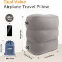 Inflatable Travel Foot Rest Pillow(2-Pack), HOMCA Adjustable Height Leg Pillow Fast Inflating Airplane Bed for Toddlers Footrest Pillow for Office, Airplane, Train, Cars, Home (Grey)