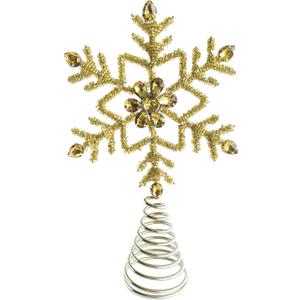 Creative Co-Op Metal and Glass Beaded Snowflake Tree Topper, Gold Finish