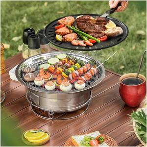 Multifunctional Charcoal Barbecue Grill, Household Korean BBQ Grill, Portable Camping Grill Stove, Tabletop Smoker Grill