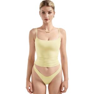 SUUKSESS Women Sexy Square Neck Tank Top Summer Y2K Going Out Basic Cami Shirt (Medium, Pale Yellow)