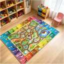 5'3 "x 7'10" ABC Alphabet Mat, Zoo map Carpet, Kids Playroom Rug | English Letter, Non-Slip Washable Rug with Animal, for Kids Room, Home Learning Areas, Toddler Preschool Nursery Classroom