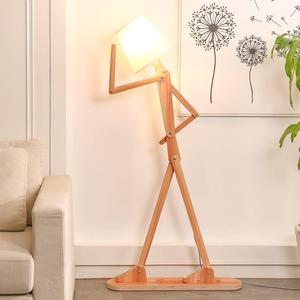 Cool Tall Floor Lamp for Living Room Bedroom Farmhouse - Corner Decorative Reading Standing Light Wood Creative Swing Arm Arc Design Gift for Kids/Boys/Girls Bedside - with LED Bulb (Ash)