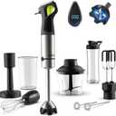 Ganiza Immersion Blender, Max 1200W Heavy Duty Hand Blender with Time Display & Variable Speed Trigger, 9-in-1 Electric Handheld Mixer with Chopper Whisk Frother Beaker Ideal for Soup Puree Smoothies, Missing Pieces