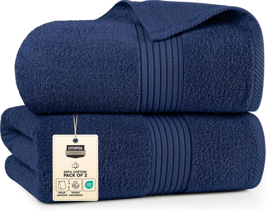 Utopia Towels Premium Jumbo Bath Sheet 1 Pack, 100% Cotton, Highly Absorbent and Quick Dry Extra Large Bath Towel, Super Soft Towel, 35 by 70 Inches, Navy