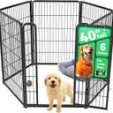 FXW Homeplus Unleashed Indoor Dog Playpen - Stress-Free and Safe Play, Heavy Duty 40 Inch 6 Panels Dog Pen for Medium and Large Dogs, BlackPatented