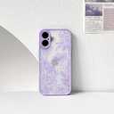 NITITOP Compatible with iPhone 16 Case Cute Aesthetic Floral Flower Vintage Rose Pattern Matte Clear Women Girl Full Camera Lens Slim Hard PC Shockproof Pritective Cover - Purple