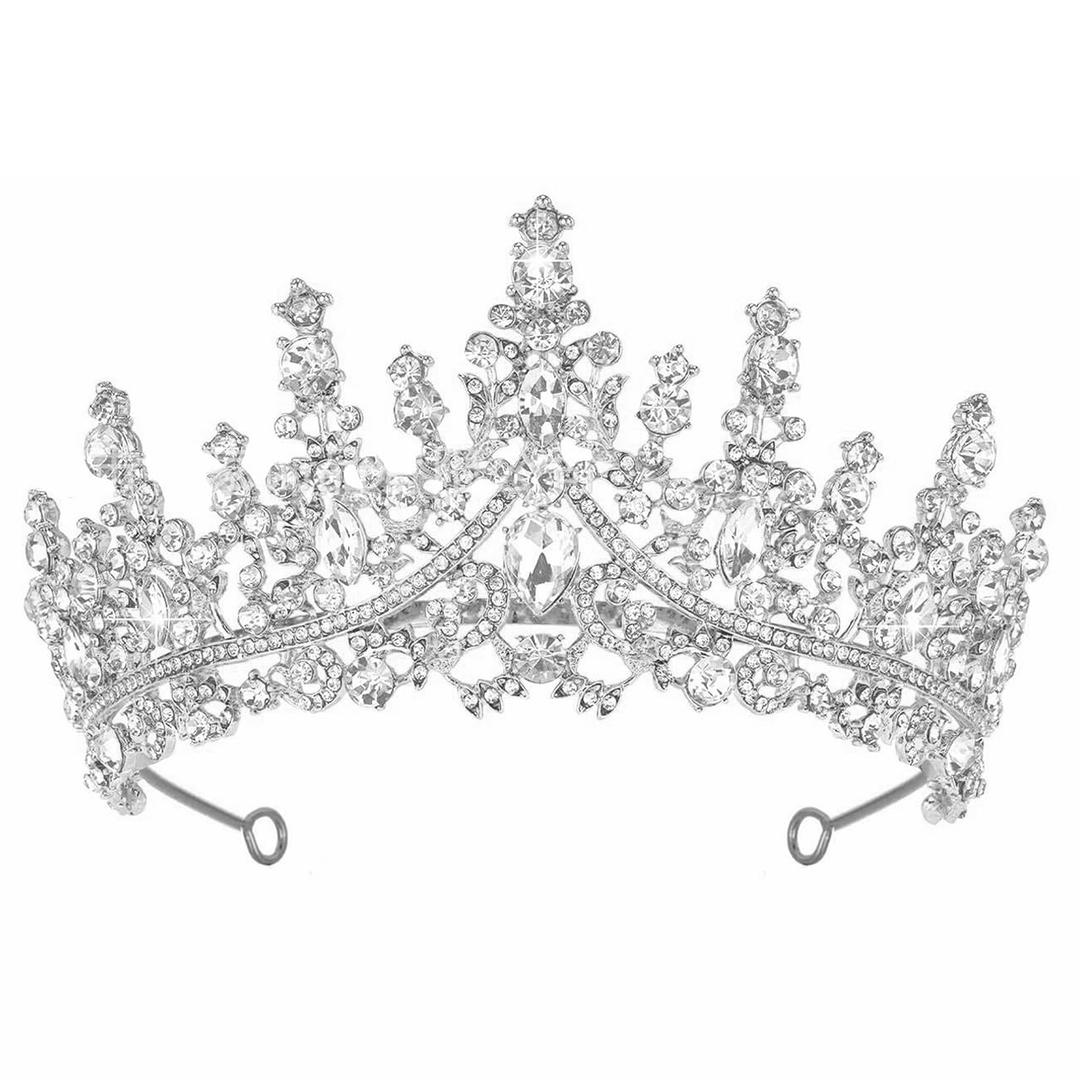 Tiara Crown for Women, Headband Hair Accessories for Birthday Wedding Party Costume (Silver)