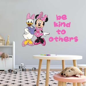 Children Be Kind to Others Inspiring Quote Wall Decal Decoration Cute Duck and Mouse Bestfriends Character Kids Cartoon Lasts Years and Easily Removable - Size: 40 in(W) x 32 in(H)