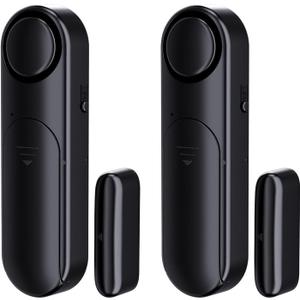 Window and Door Alarm When Opened (2 Pack) for Kids Safety/Home Security, Wireless Sliding Door Opening Sensor Alarms for Dementia, 120dB Burglar Alert, Ideal for Business, Garage, Apartment, Black