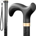 Vive Adjustable Carbon Fiber Walking Cane for Elderly Men & Women - Lightweight Grip Handle for Balance & Comfort - Fancy Single Tip Medical Stick, Fashionable Disability Comfort & Mobility Accessory